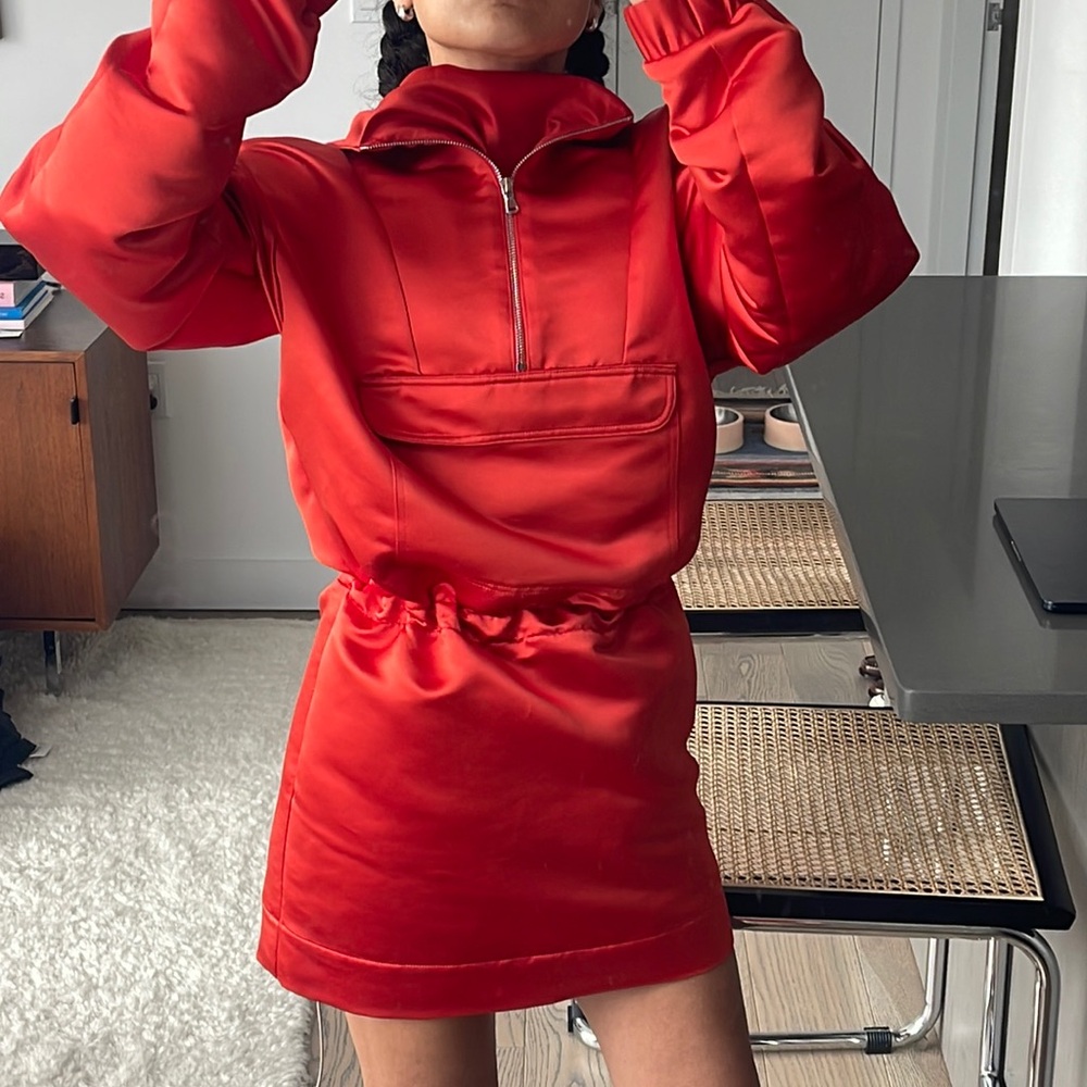 Satin Orange Mini Dress Nomia